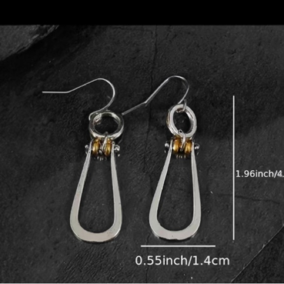 Boho Silver and Gold Dangle Earrings - Picture 2 of 3